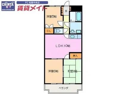 プランドール大塚(3LDK/4階)の間取り写真