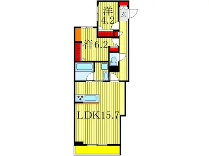 シャーメゾンサウス(2LDK/2階)の間取り写真