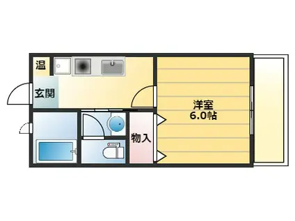 ウィンディア中山手 B棟(1K/1階)の間取り写真