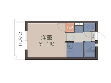 カルチェコート鴨池(1K/1階)の間取り写真