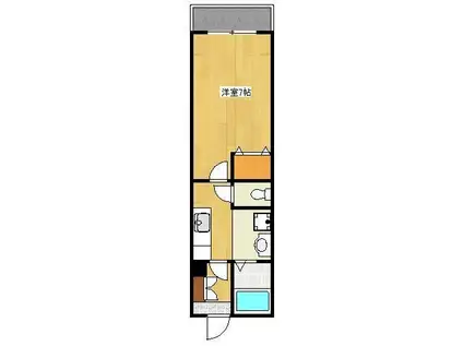 オールージュM1(1K/4階)の間取り写真