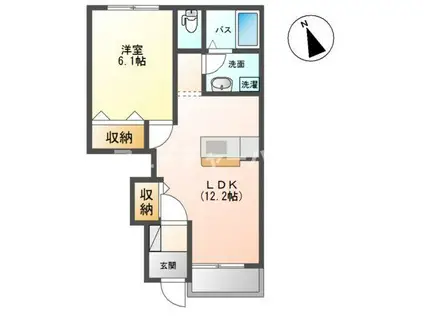 アマビーレ(1LDK/1階)の間取り写真