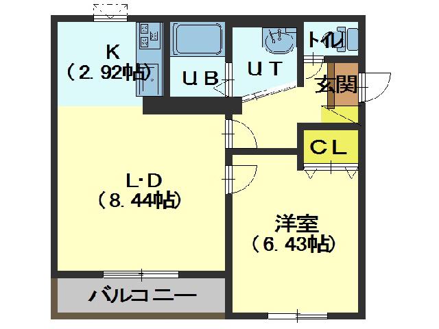 プラチナムコート(1LDK/2階)の間取り写真