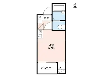 FELICITAII(ワンルーム/2階)の間取り写真