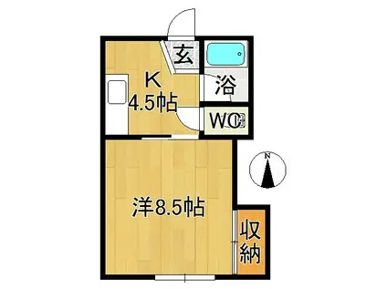 ドミール川先(1K/2階)の間取り写真