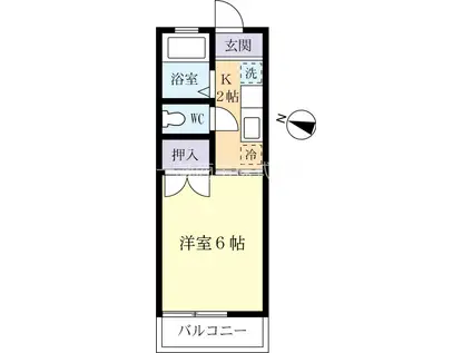 ホワイトテラス川中(1K/1階)の間取り写真
