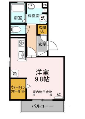 岳南電車 吉原本町駅 徒歩31分 3階建 築10年(ワンルーム/2階)の間取り写真