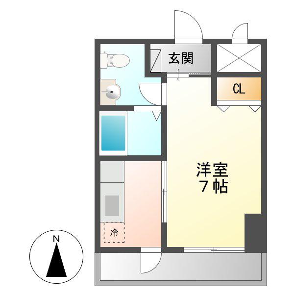フロンティアタワー名駅南(1K/6階)の間取り写真