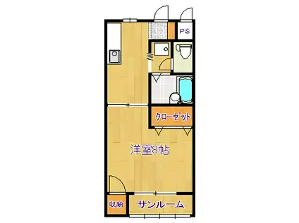 マイルストーン(1K/1階)の間取り写真