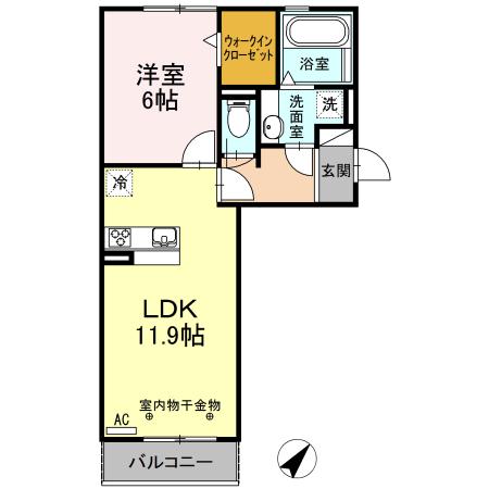 ペルソーナ(1LDK/3階)の間取り写真