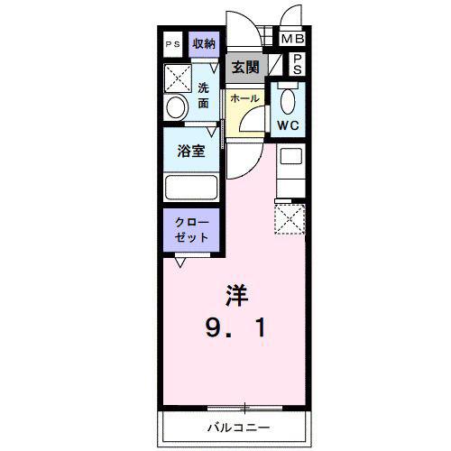 エクレール古結V(ワンルーム/2階)の間取り写真