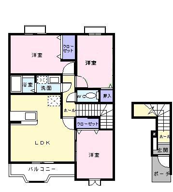 パークヒルズK F(3LDK/2階)の間取り写真