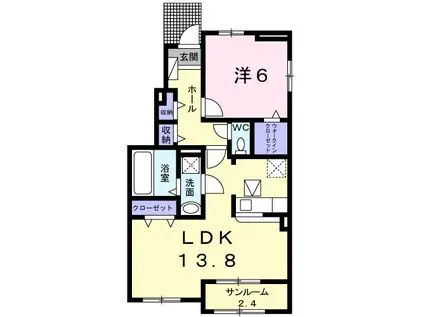 シャノワール I(1LDK/1階)の間取り写真