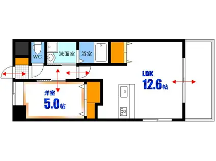 ベルパッソ横川弐番館(1LDK/11階)の間取り写真