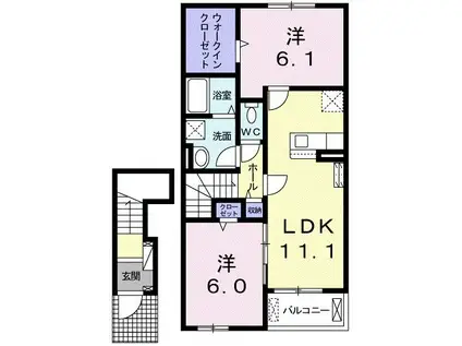 エレガンシア II(2LDK/2階)の間取り写真