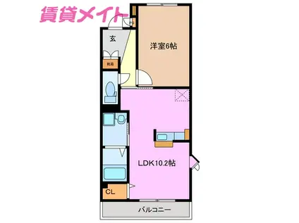 道伯ゴールドヒルズグッドスリー(1LDK/4階)の間取り写真