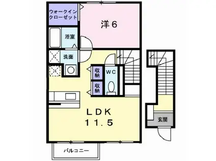 プルネーレC(1LDK/2階)の間取り写真