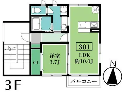 ラミージュ RAMIUJ(1LDK/3階)の間取り写真
