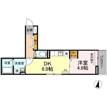 アバンティ宮町(1DK/3階)の間取り写真