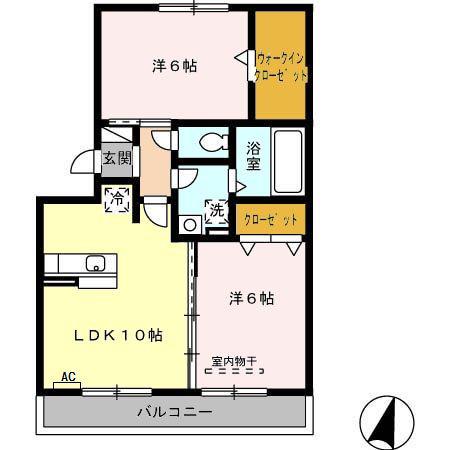 名鉄西尾線 桜井駅(愛知) 徒歩11分 3階建 築17年(2LDK/3階)の間取り写真