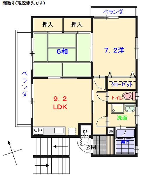 カーサ21(2LDK/2階)の間取り写真