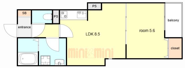 ランドレーヴ尼崎(1LDK/2階)の間取り写真