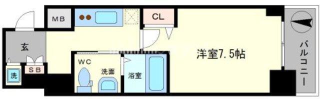 ステージグランデ堺筋本町(1K/4階)の間取り写真