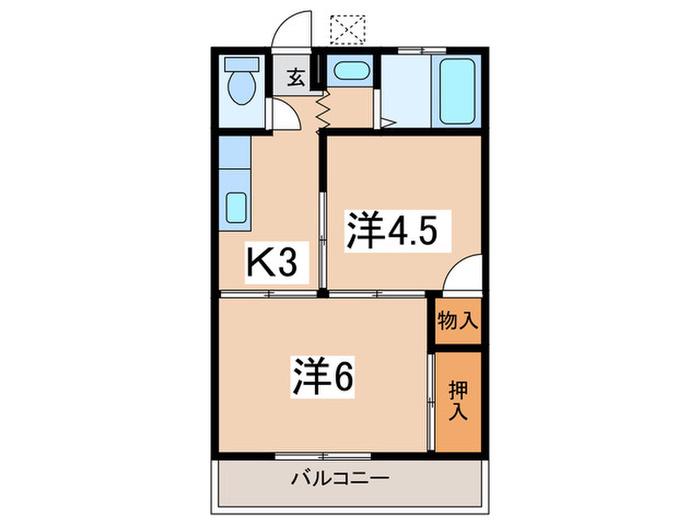 ハイツ松ノ木(2K/2階)の間取り写真