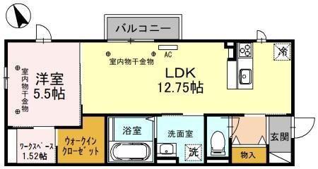 ヴィラレスト(1LDK/2階)の間取り写真