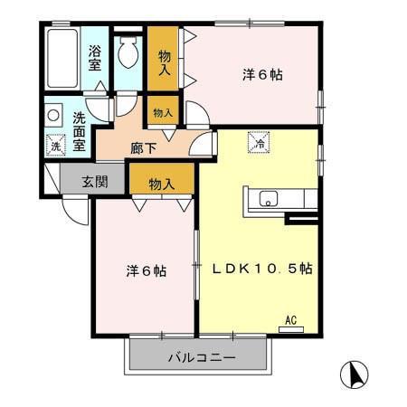 WISTERIA B(2LDK/2階)の間取り写真