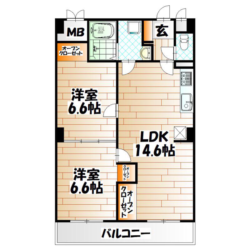 霧ヶ丘コーポラス(2LDK/3階)の間取り写真