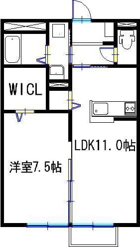 フレッツァ西宮堤町(1LDK/1階)の間取り写真