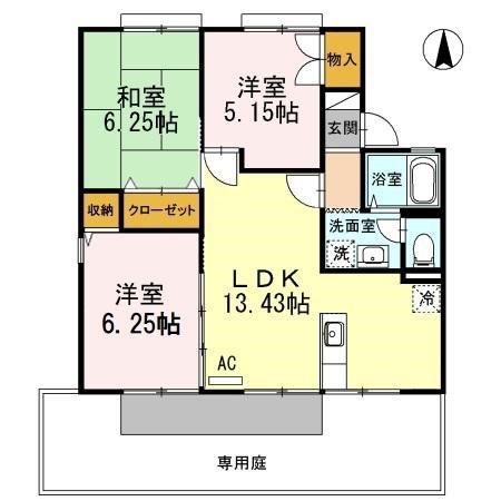 出島コーポIII(3LDK/1階)の間取り写真