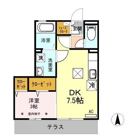 キャッスルロック(1DK/1階)の間取り写真