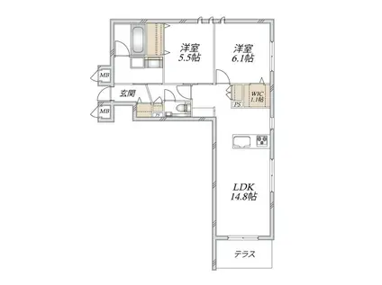 グランメゾン梅ノ木(2LDK/1階)の間取り写真