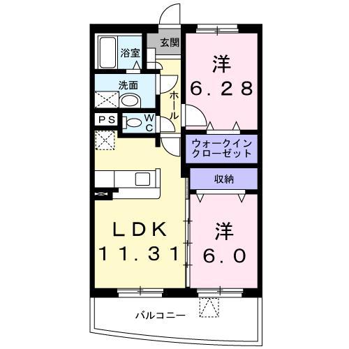 GOOD HILLII(2LDK/1階)の間取り写真