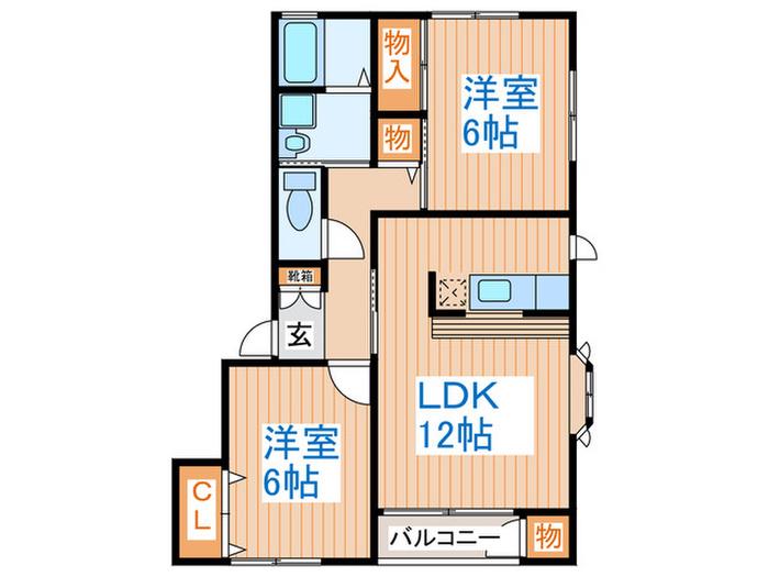 サン・エクセレントB館(2LDK/2階)の間取り写真