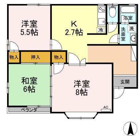 タンジコーポラス(3K/2階)の間取り写真