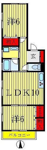 メローヒルズ(2LDK/1階)の間取り写真