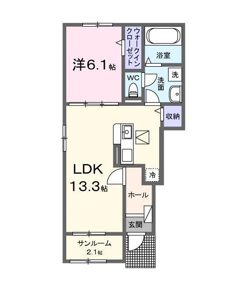 モダンヴィラB(1LDK/1階)の間取り写真