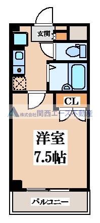 ソレイユ畷(1K/2階)の間取り写真