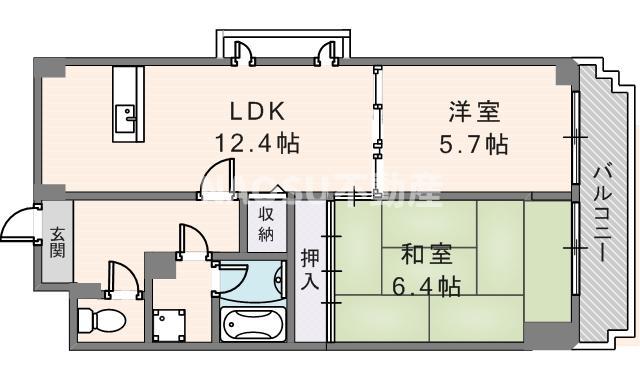 デルニエアン(2LDK/2階)の間取り写真