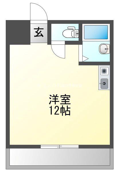 鈴木ビル(ワンルーム/1階)の間取り写真