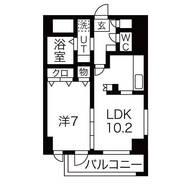 USビル(1LDK/3階)の間取り写真