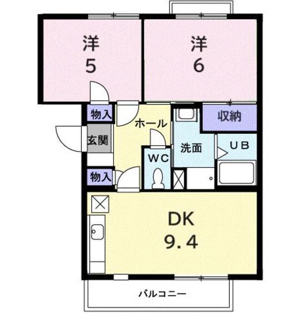 リヴィエールヤサキ(2DK/3階)の間取り写真