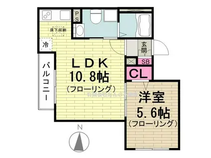 シルバラード プレーリー(1LDK/1階)の間取り写真