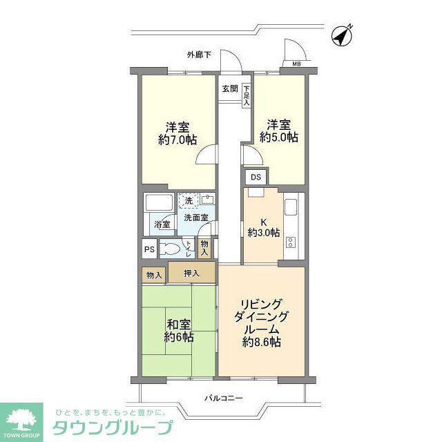 志木ニュータウン南の森壱番街13号棟(3LDK/6階)の間取り写真