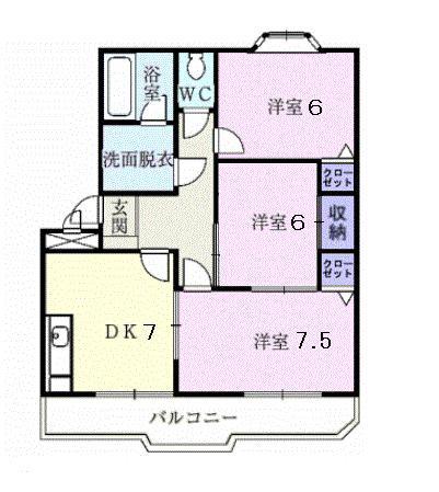 エクセル則武(3DK/1階)の間取り写真
