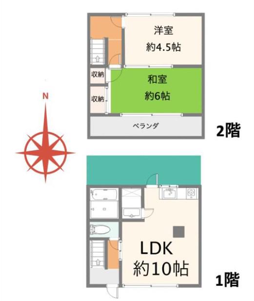 坂出市笠指町メゾネットオススメ物件(2LDK/1階)の間取り写真