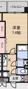 LUXE江坂II(1K/12階)の間取り写真